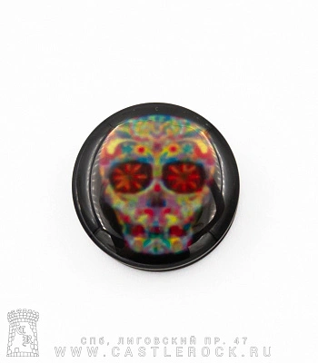 Плаг Акрил с Рисунком Череп Santa Muerte 16 мм (с внутренней резьбой)