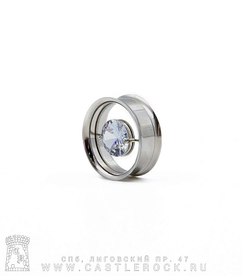 Плаг Сталь Тонкостенный с Камнем (прозрачным, с внутренней резьбой) 25 мм