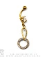 Банан Сталь Золотистый с Шариком и Стразом с Подвеской Кольцо (стразы) 1,6 х 10 х 5/8