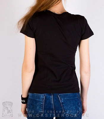 женская футболка kiss (группа в круге, ч/б)