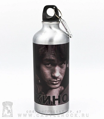 фляга с карабином кино в. цой 600 мл (металлик)