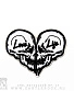 нашивка термо сердце из черепов (ч/б, вышивка)