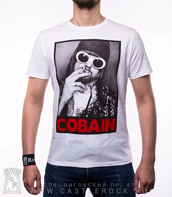 футболка nirvana kurt cobain (в очках, белая)