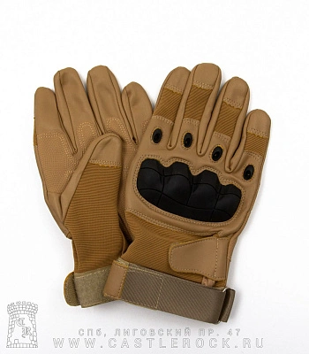 перчатки усиленные со вставками прорезиненные (на липучке, к/з, бежевые)