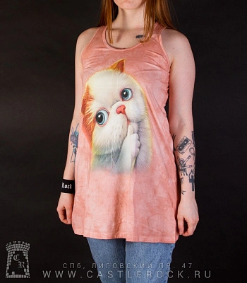 туника кот задумчивый (персиковая)