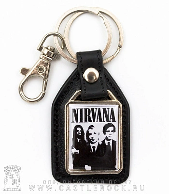 брелок прямоугольный на подкладке nirvana (группа, ч/б)