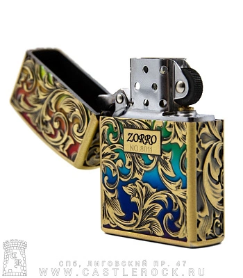 зажигалка фирменная узор (эмаль разноцветная, бронза)