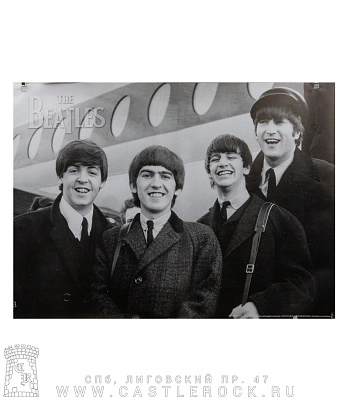 плакат beatles (группа ч/б)
