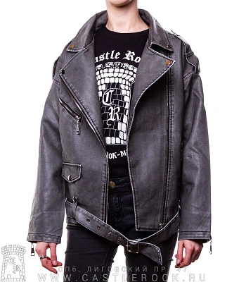 косуха женская к/з оверсайз а5153 (шнуровка, серая)