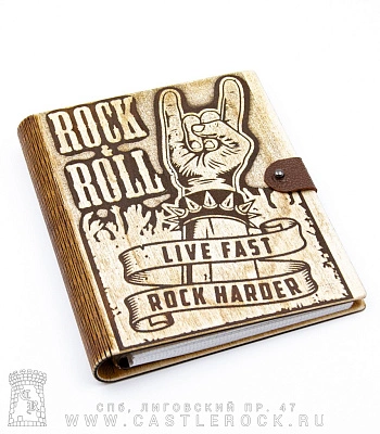 блокнот с разъемными кольцами коза "rock & roll live fast rock harder"