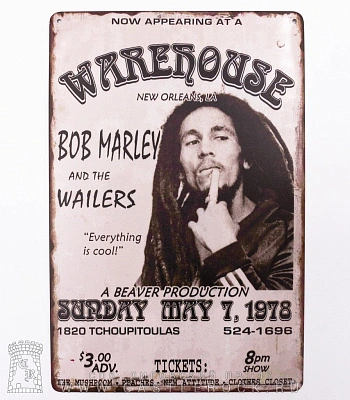 табличка bob marley and wailers "warehouse"