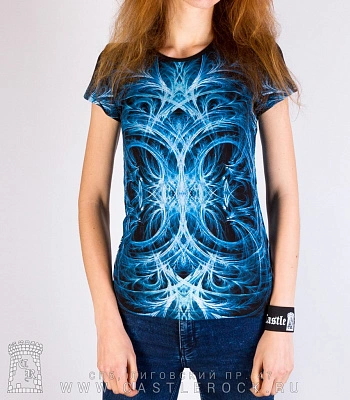 женская футболка морозный узор (полноформат, светится)