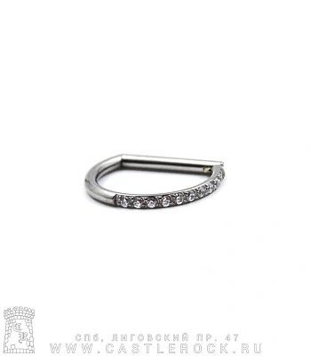 D-Образное Кольцо Кликер Титан 1,2 х 10 (кристаллы прозрачные сбоку)