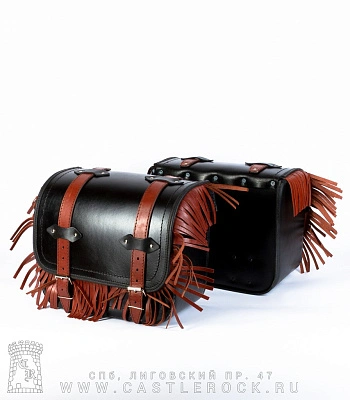 кофры для мотоцикла боковые с бахромой (черные)