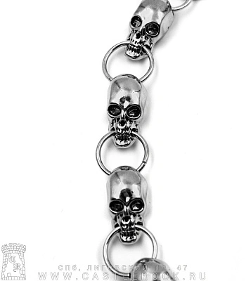 цепь с карабином черепа (большие, плоские)