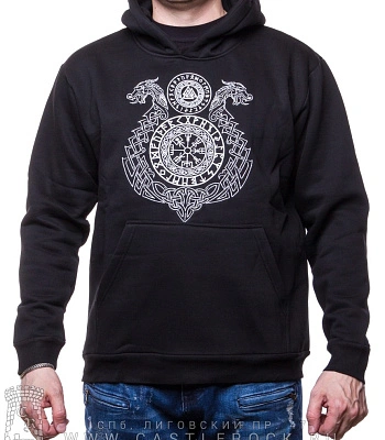 балахон йормунганд с вегвизиром и валькнутом в руническом круге (вышивка)