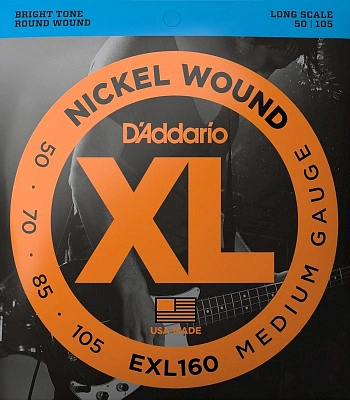 струны d'addario никелированные для бас-гитары exl160