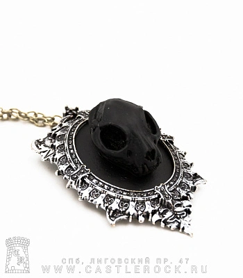 подвес-брошь restyle pol35 череп кошачий (черный, камея)