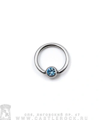 Кольцо BCR Сталь с Шариком со Стразом (голубым) 1,6 х 11 х 5