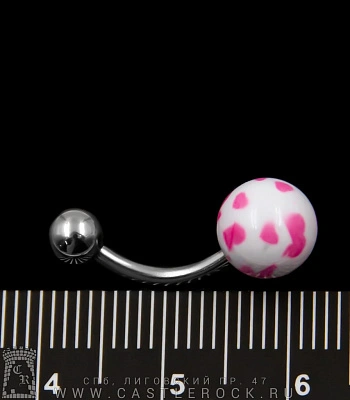 Банан Сталь с Шариками Сердечки (розовые на белом) 1,6 х 10 х 5/8