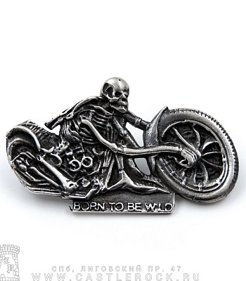 значок цанга скелет байкера "born to be wild"