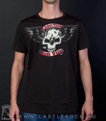 футболка addiction череп с крыльями "biker wear"