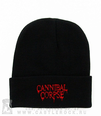 шапка с отворотом и вышивкой cannibal corpse
