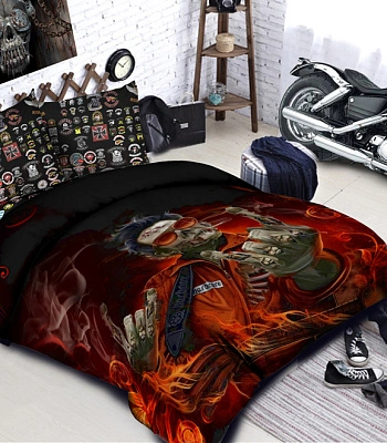 комплект постельного белья скелет в красных очках