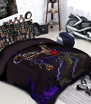 комплект постельного белья скелет с гитарой