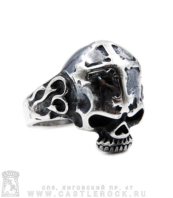 кольцо череп с крестом