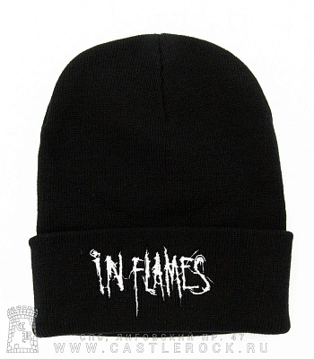 шапка с отворотом и вышивкой in flames