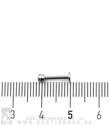 Лабрет Сталь с Шариком со Стразом (голубым) 1,2 х 8 х 3