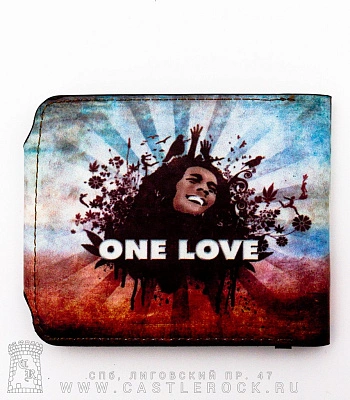 портмоне принт на кнопке bob marley "one love"
