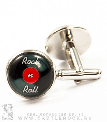 запонки rock'n'roll (крсаная виниловая пластинка)