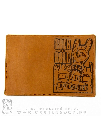 обложка для документов коза "rock & roll live fast rock harder"