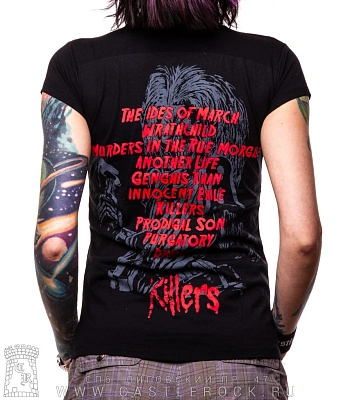 женская футболка iron maiden "killers" (eddie в круге)