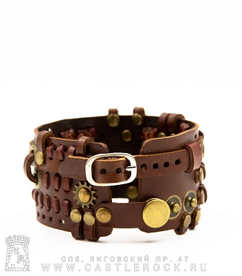 напульсник кожаный стимпанк коричневый (bspk-5)