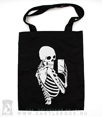 сумка шоппер скелет с телефоном