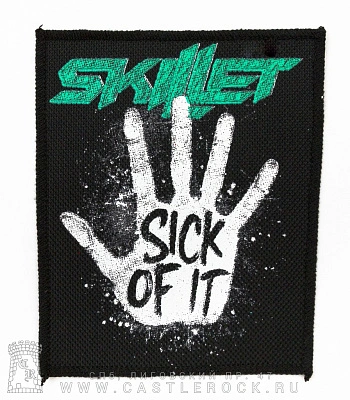 нашивка skillet "sick of it" (зеленая надпись)