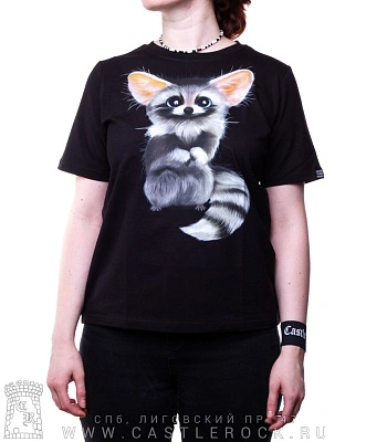 женская футболка лисичка фенек (прямая, светится)