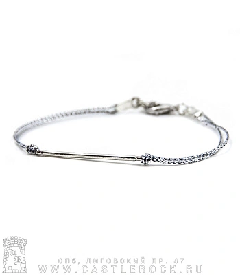 браслет на шнурке перекладина (серебристый)