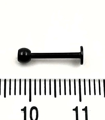 Лабрет Сталь Черный с Шариком со Стразом (прозрачным) 1,2 х 10 х 3
