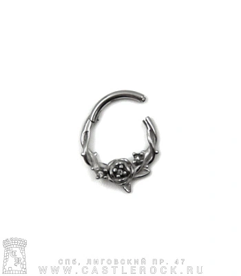 Кликер для септума Сталь Роза (кристаллы прозрачные)