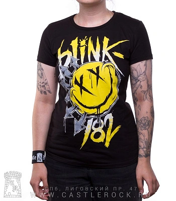 женская футболка blink-182 (смайл желтый)