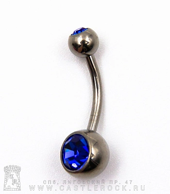 Банан Титан с Шариками со Стразами (синими) 1,6 х 12 х 5/8