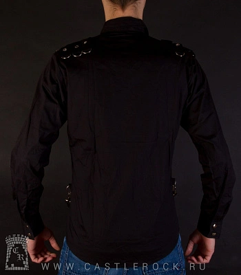 рубашка с длинным рукавом ремни черные с люверсом