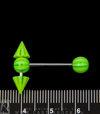 Штанга Сталь с Акриловыми Шариками и Конусами (полосатыми, зелеными) 1,6 х 16 х 6/20