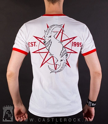 футболка slipknot "des moines. iowa 1995" (белая, рингер)