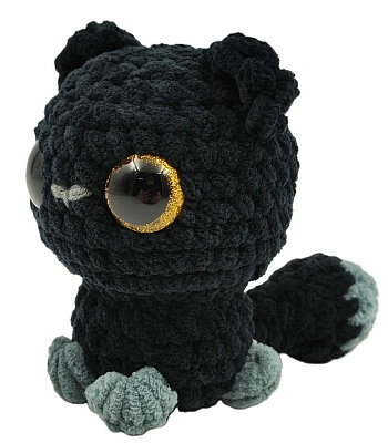 игрушка интерьерная котенок черный (желтоглазый, серые лапки)