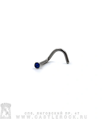 Крючок для носа Сталь со Стразом (синим) 1 х 6-8 х 2